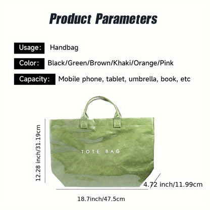 Women'S Tote Bags Lightweight Dupont Fabric, Double Layer, Durable Handle, Ideal For Everyday Use Classic Solid Color Handbag PVC Fashion Bag