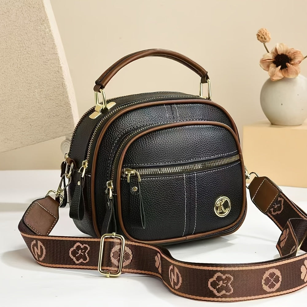 Women's Multifunctional Crossbody & Shoulder Bag - Square Handheld Purse with Wrist Strap, Zipper Closure, Suitable for,, Travel, Casual Outfits - Versatile Everyday Carry