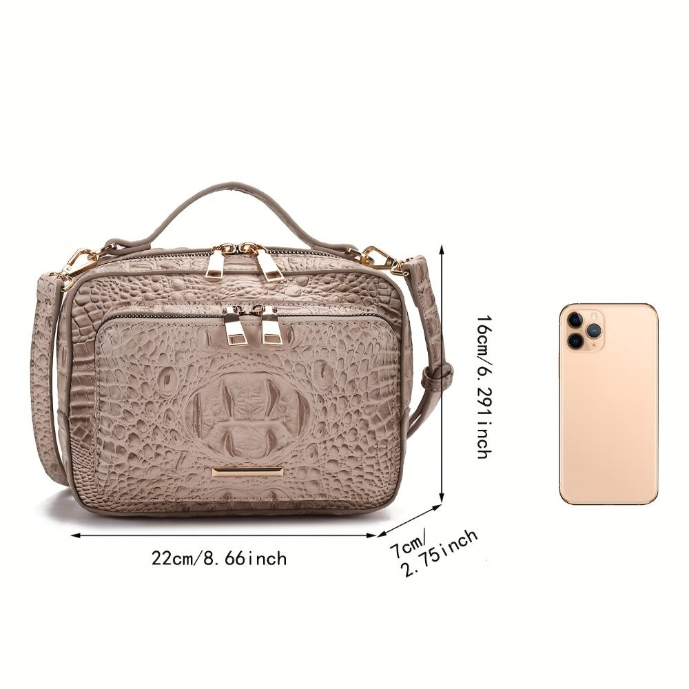 Crossbody Bag for Women – Vegan Leather, Crocodile Pattern Top Handle Satchel | Bag Vero – detail view 3