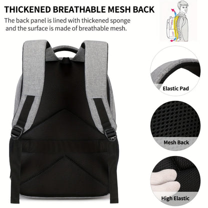 Unisex Backpack, Teen School Bag, 15.6-Inch Laptop Backpack, Business, College, Travel, And Daily Commute 3pcs Set