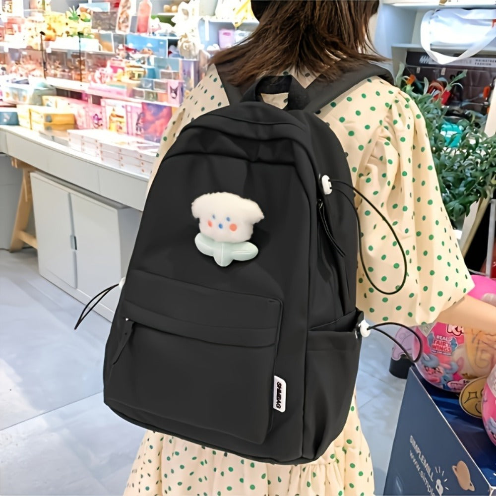 Korean Style Cute Shoulder Bag, Easy And Versatile Ins Student School Bag, Fashionable Solid Color Casual Nylon Backpack, for Teenager, For Teenager