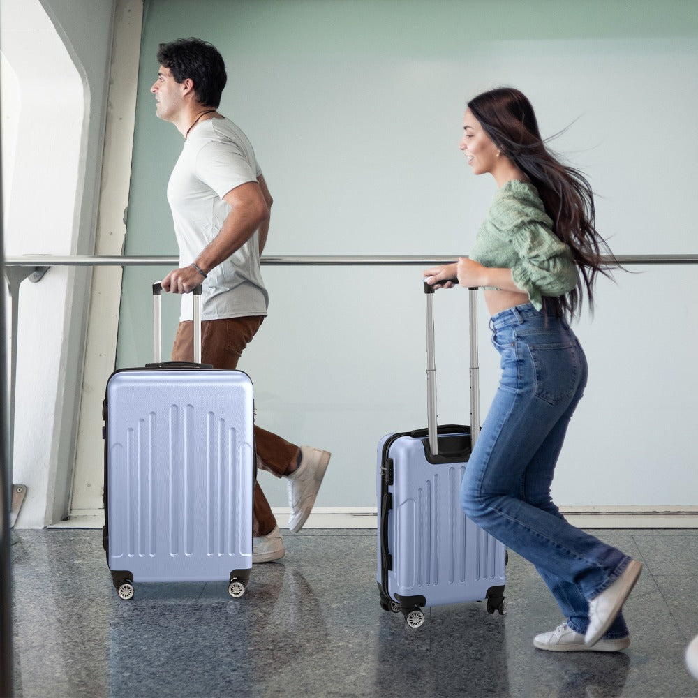 3pcs Hard Luggage Set with Combination Lock And 360° Spinner Wheels - Lightweight Carry-On Check-In Suitcases (20"/24"/28"), Durable PP And Iron-Aluminum Frame, Zipper Closure for Business Travel, Airplane, Train