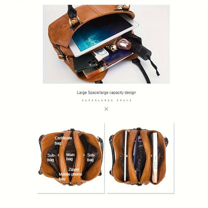 4pcs Vintage Handbag - Large Capacity, Multi-pocket, Women's Casual Tote Shoulder Bag Diagonal Span Bag