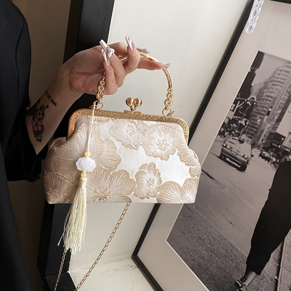 [Christmas Gift Bags] Evening Bags for Women Elegant And Classy, Retro Crossbody Bags, Ethnic Style Evening Bags, Fashion Shoulder Bag with Metal Chain, Handbags for Women Designer, Crossbody Bag Purse Christmas Bags for Gifts Christmas Gift Bags