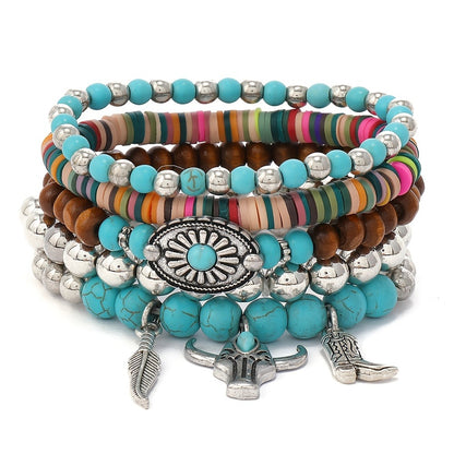 [Western-style Jewelry Set] 10pcs Western-style Jewelry Gift Set for Women | Hat, Fringed Crossbody Bag, Single-shoulder Bag, Wallet, Turquoise Imitation Necklace, Bracelet And Earrings - Suitable for Daily Vacation And Travel