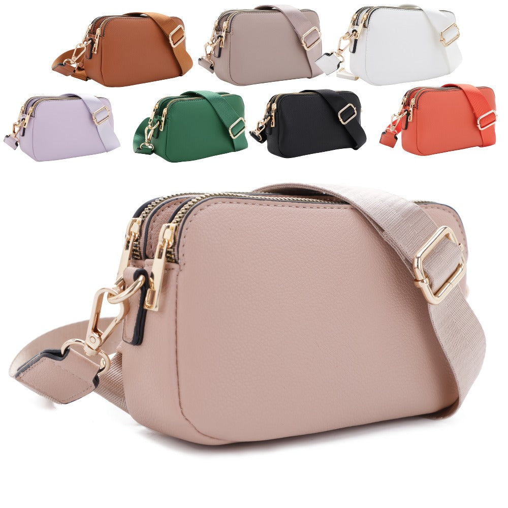Women's Vegan Leather Handbag - Lightweight Small Crossbody Purse with Adjustable Wide Strap, Zipper Closure & /Korean Style - Casual Everyday in ( Leather) | Ethical Fashion for, Outings & Special Events