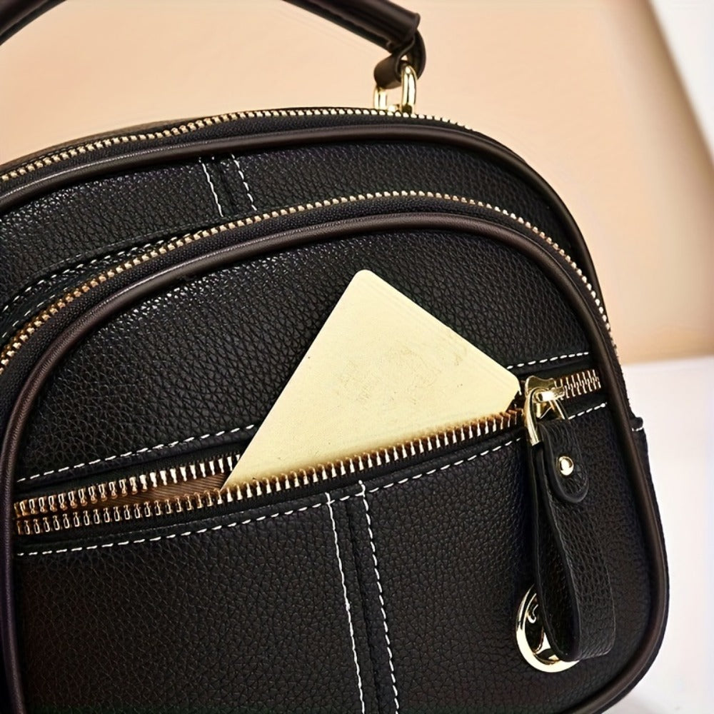 Ladies' Fashionable And Versatile Small Handbag, Multi Pocket Casual Single Shoulder Crossbody Bag, Layered Design with Adjustable Shoulder Straps