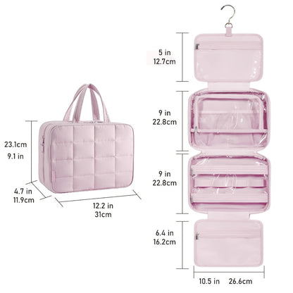YinPin Travel Toiletry Bag, Hanging Travel Toiletry Bag with Jewelry Organizer Compartment Large Makeup Bag, PVC High Quality Cosmetic Travel Bag Trips Camping Bathroom