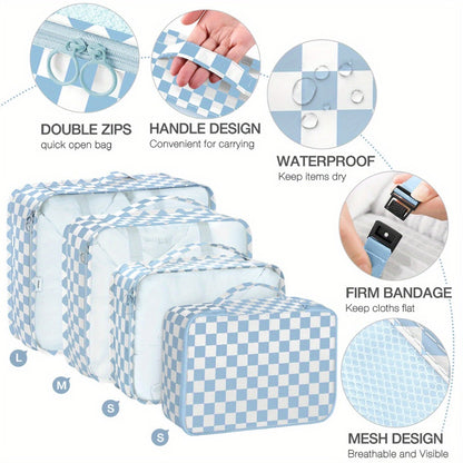 Multi-functional Travel Luggage Packaging Storage Bags, (Black/Pink/Blue/Khaki) Packaging Cubes, Suitable for Suitcases, Travel Storage Bags, with Laundry Bags, Storage Shoe Bags, Clothing Underwear Bags, Suitable for Travel And Vacation