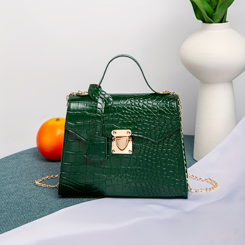 Women'S Small Handbag, Women'S Fashionable Crocodile Patterned Shoulder Bag, Women'S Outdoor Bag, Easy Matching Small Square Bag