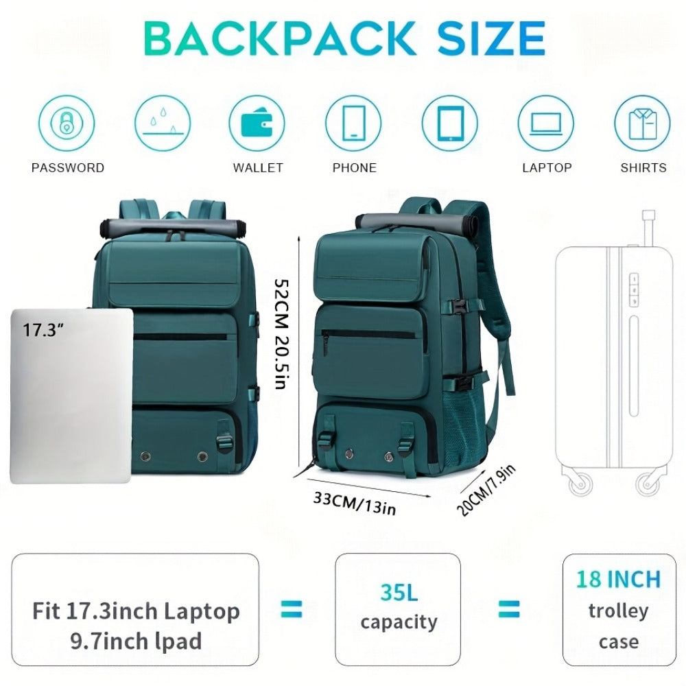 Laptop Backpack – 17 Inch, Nylon, Trolley Sleeve, Multi Pocket | Bag Vero – detail view 9