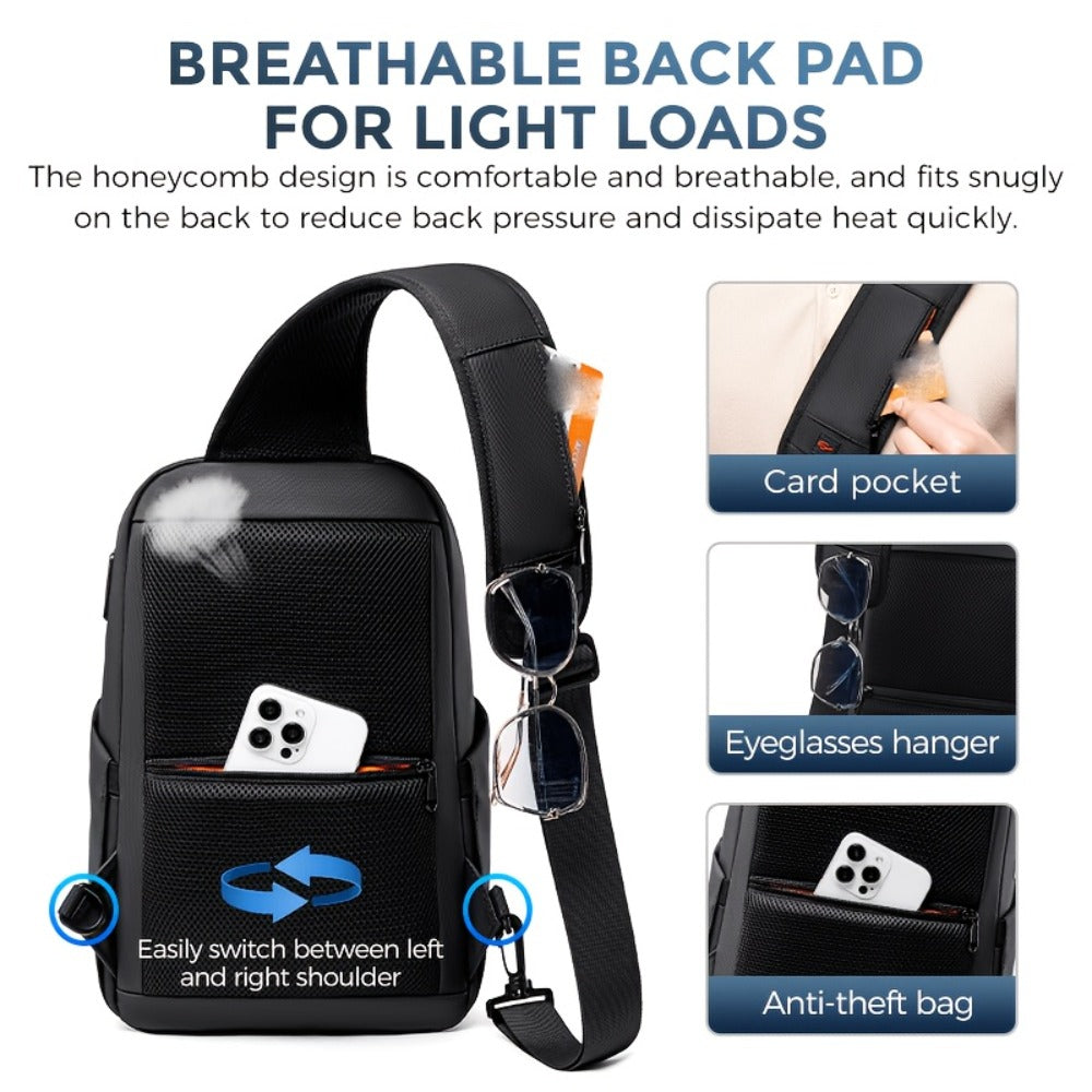 [FENRUIEN Chest Bag] FENRUIEN Men's Chest Bag - Multifunctional Shoulder Crossbody Bag - Compact Backpack for 9.7-Inch Tablets - Convenient for Summer Outings