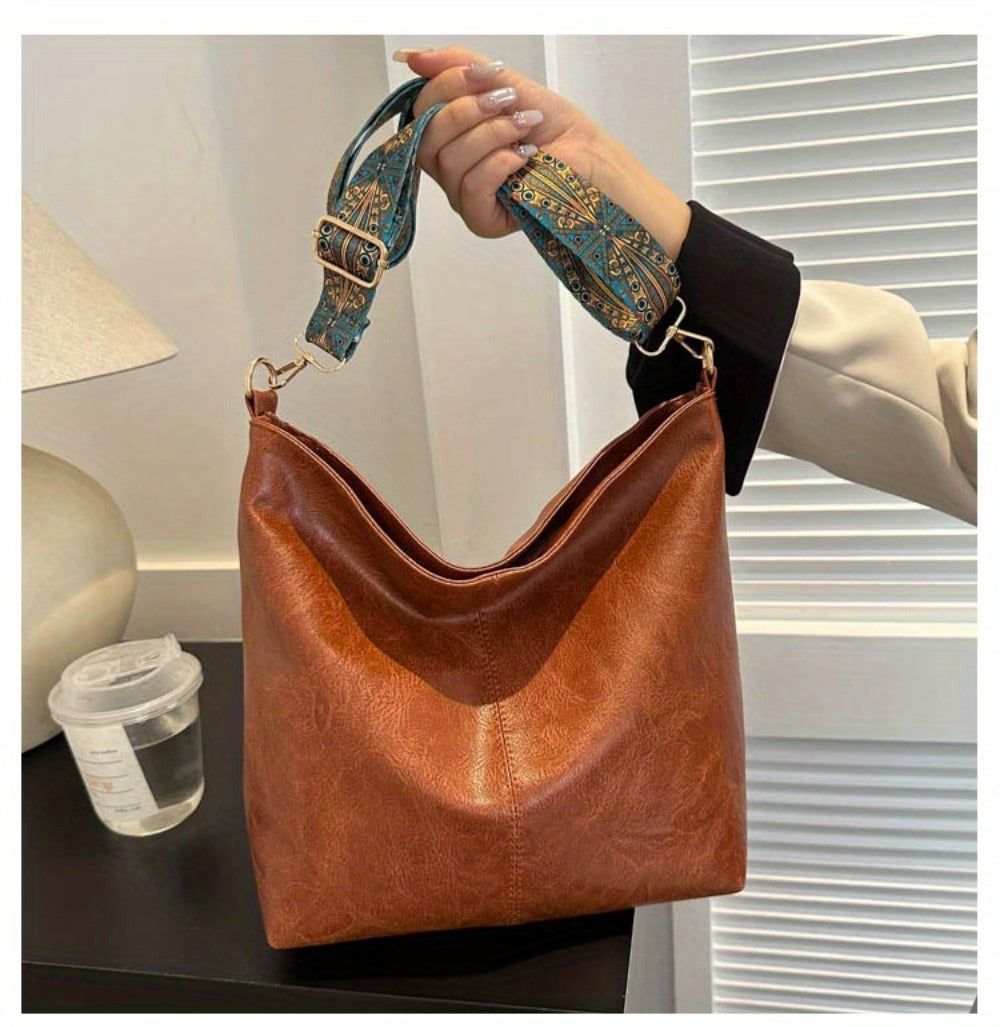 1pc Bohemian Geometric Strap Hobo Bag, Large Capacity Ethnic Crossbody Bag, Hamsa Hand/ Evil Eye Pendant, Women'S Retro Style Shoulder Bag For Best Birthday Gifts, Christmas And Valentine'S Day Gifts