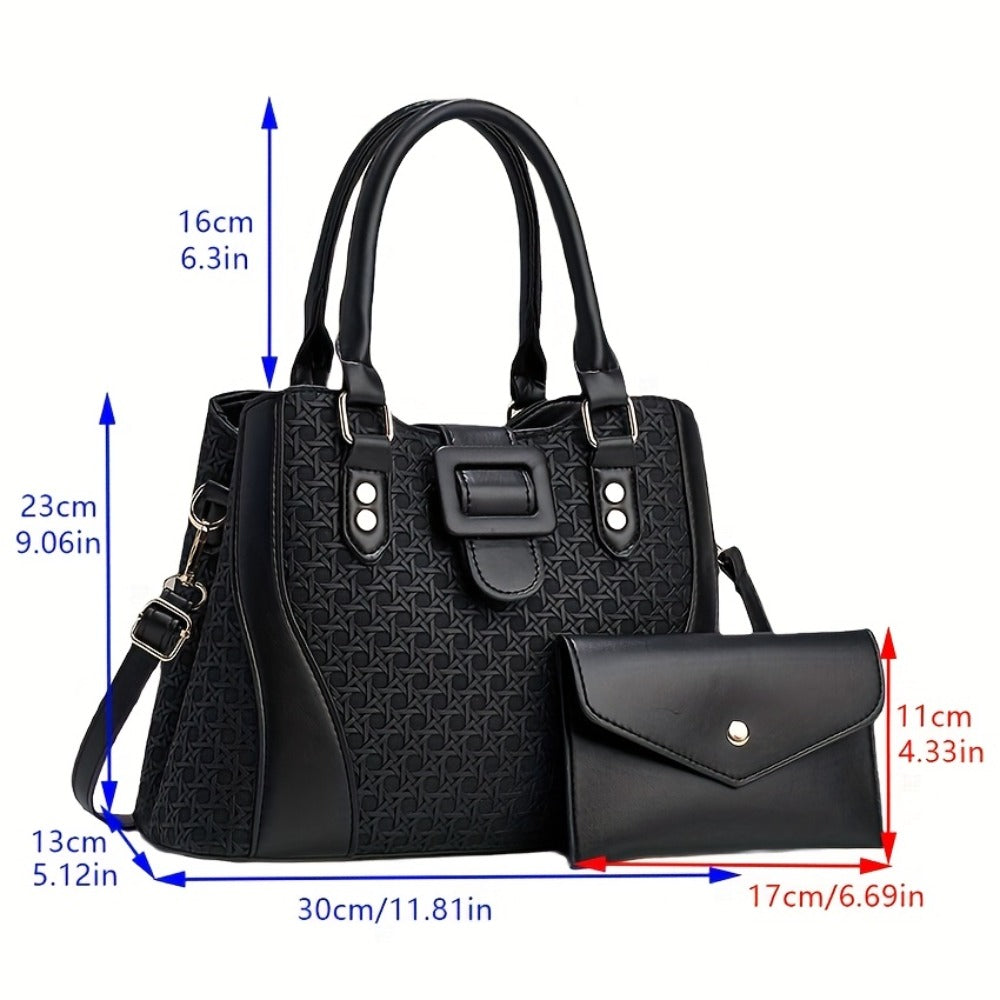 Fashion Woven Pattern Women'S Bag Set, Large Capacity Handbag, Casual Versatile Shoulder Bag, Crossbody Bag