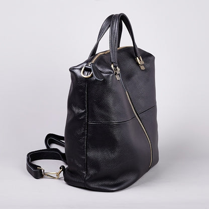 Women' Genuine Leather Backpack - Soft Genuine Leather Suitable for, & Travel, Black Rucksack with Zipper Closure, Laptop Compartment &, Hand Washable Daypack for College, Office, Everyday Use