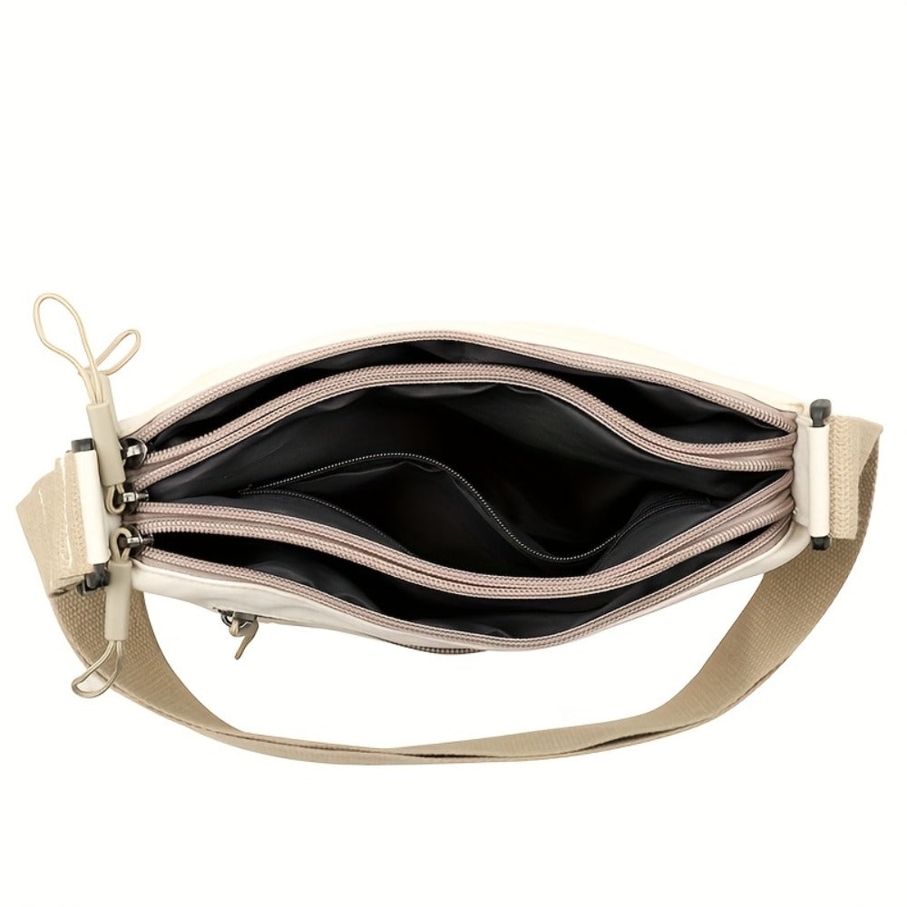 The Lady's Crossbody Bag Has a Large Capacity, Multiple Layers with Zippers for Closure, an Adjustable Shoulder Strap, Suitable for Casual Outings and Daily Use as a Handbag, and a Simple and Fashionable Crossbody Small Bag for Commuting.
