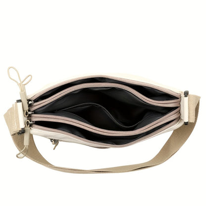 The Lady's Crossbody Bag Has a Large Capacity, Multiple Layers with Zippers for Closure, an Adjustable Shoulder Strap, Suitable for Casual Outings and Daily Use as a Handbag, and a Simple and Fashionable Crossbody Small Bag for Commuting.