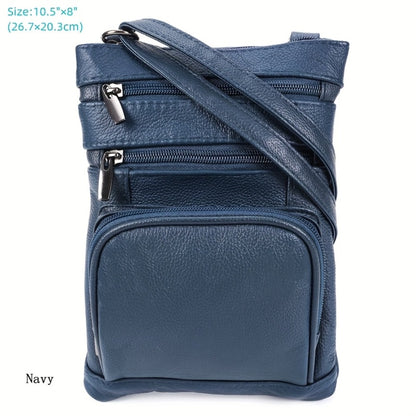 Genuine Leather Shoulder Bag, Adjustable Shoulder Strap Messenger Bag, Fashionable Handheld Design, Multifunctional Smartphone Storage Bag