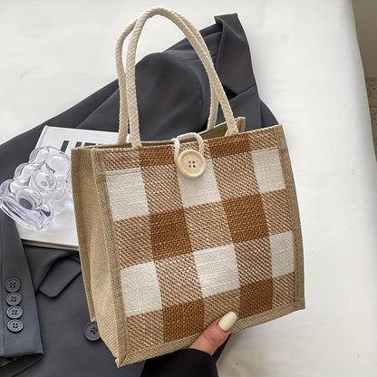 Vintage Jute Handbag for Women, Perfect for Outings, Includes a Gift Bag