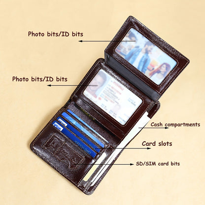 Men's Wallet – RFID Blocking, Oil Wax Leather Trifold Rfid | Bag Vero – detail view 8