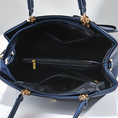 Fashion Plaid Pattern Tote Bag, Colorblock Satchel Purse, Stylish Crossbody Bag With Plush Ball Pendant
