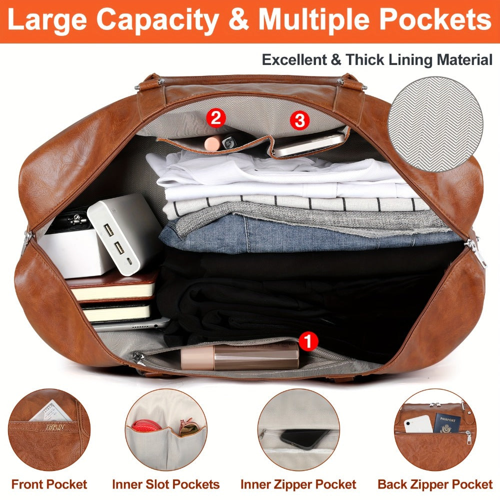 Overnight Bags for Women, Large Travel Duffel Bag Carry On Bag for Airplanes Weekender Bag for Women with High Quality Shoes Compartment & Pockets, Men Travel Business Essential Toiletry Gift 3pcs