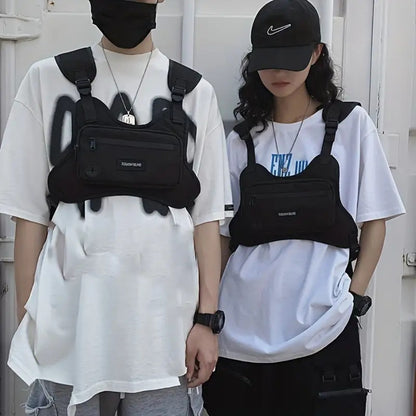 Fashion Men'S Chest Bag Set, Street Style Hip-Hop Style, Large Capacity Waist Bag, Unisex, Suitable for Travel, Shopping, And Small Item Storage