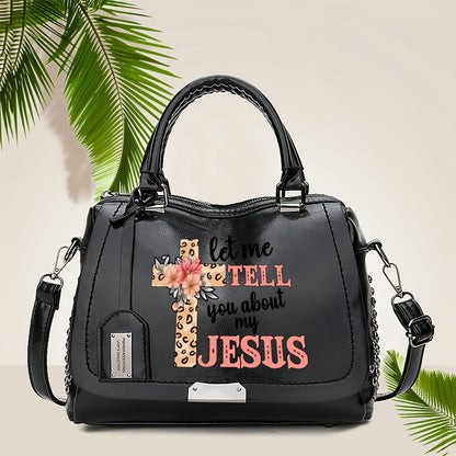 Large-Capacity Boston Bag - Retro Leopard Print & Floral Crossbody/Tote with Adjustable Strap, Print Handbag Suitable for Valentine's Day and Ramadan Gift, Zipper Closure &