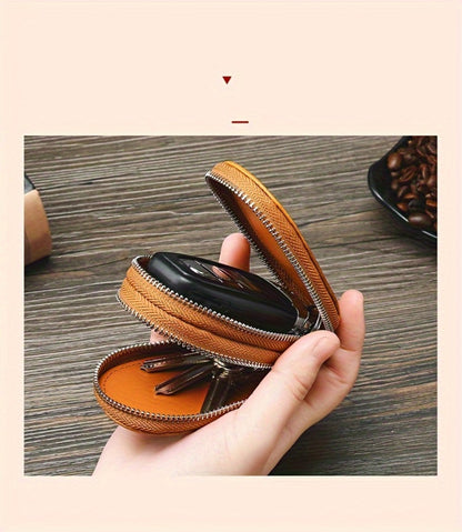 A Multifunctional Double-Layer Car Key Pouch for Men, Featuring a Retro Leather Design, Smart Folding Key Protection, And a Stylish Business Wallet