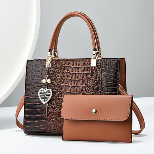 Small Women's Tote Bag 2025 Spring and Summer New European and American Fashion Crocodile Pattern Shoulder Crossbody Bag