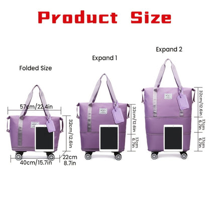 Versatile 3-in-1 Travel Duffel with 360° Spinner Wheels - Detachable & Expandable Nylon Bag for Business, Weekend Trips & Relocation, Easy to Fold and Store