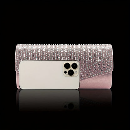 Glittering Luxury Rhinestone Embellished Women'S Evening Clutch Bag with Rhinestone Bracelet, Necklace, Earrings Set, Stylish And Elegant Shoulder Bag And Chain Crossbody Bag for Party, Ladies, Brides, Prom, Dinner/Banquet