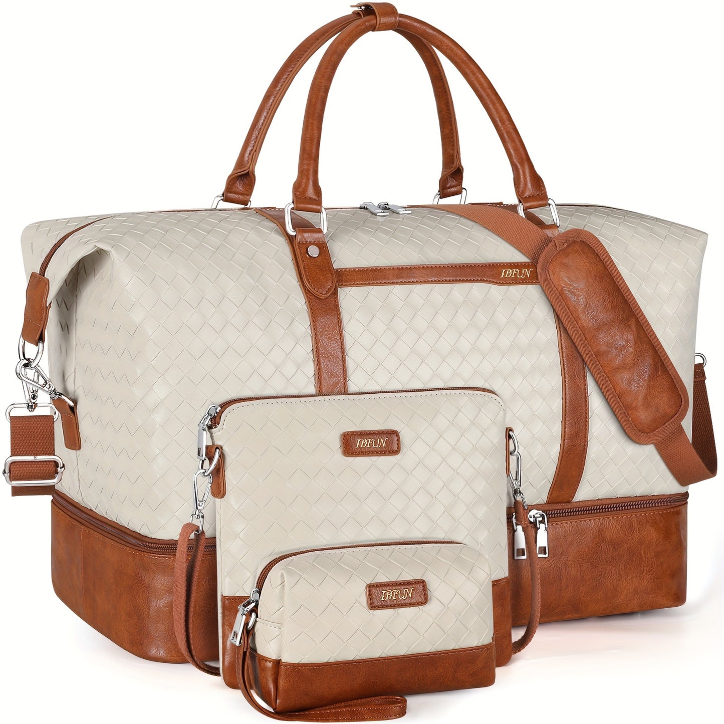 Overnight Bags for Women, Large Travel Duffel Bag Carry On Bag for Airplanes Weekender Bag for Women with High Quality Shoes Compartment & Pockets, Men Travel Business Essential Toiletry Gift 3pcs
