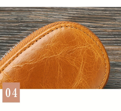 A Multifunctional Double-Layer Car Key Pouch for Men, Featuring a Retro Leather Design, Smart Folding Key Protection, And a Stylish Business Wallet