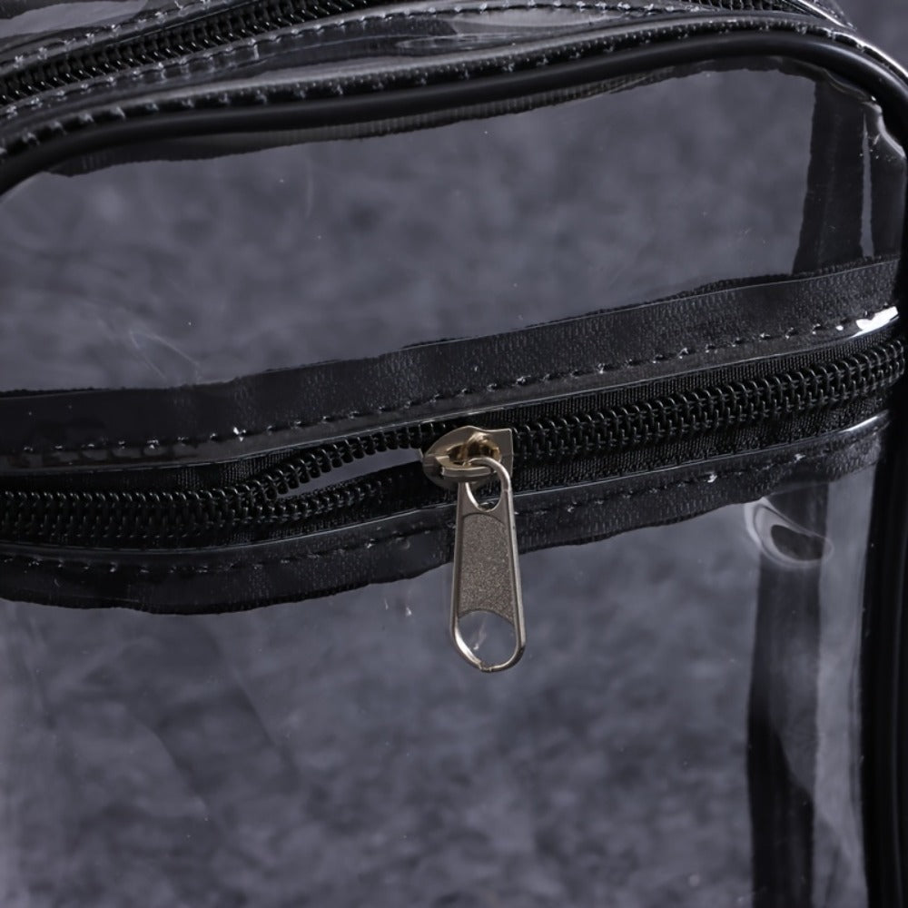 Transparent Crossbody Bag Suitable for Concerts & Sports Events - Stadium Approved Handbag with Adjustable Strap, Front Zipper Pocket, Easy-to-Clean Design - Unisex for Men & Women, Suitable for Concerts, Games, Daily Use