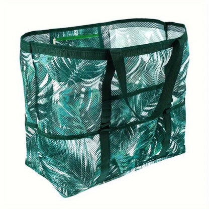 One Extra-Large Mesh Beach Tote Bag That Is Foldable And Easy to Carry, Perfect for Pool Outings, Boat Trips,, And Vacation Necessities. This Lightweight Swim Bag Features a Zipper And Additional Pockets for Organizing Your Essentials