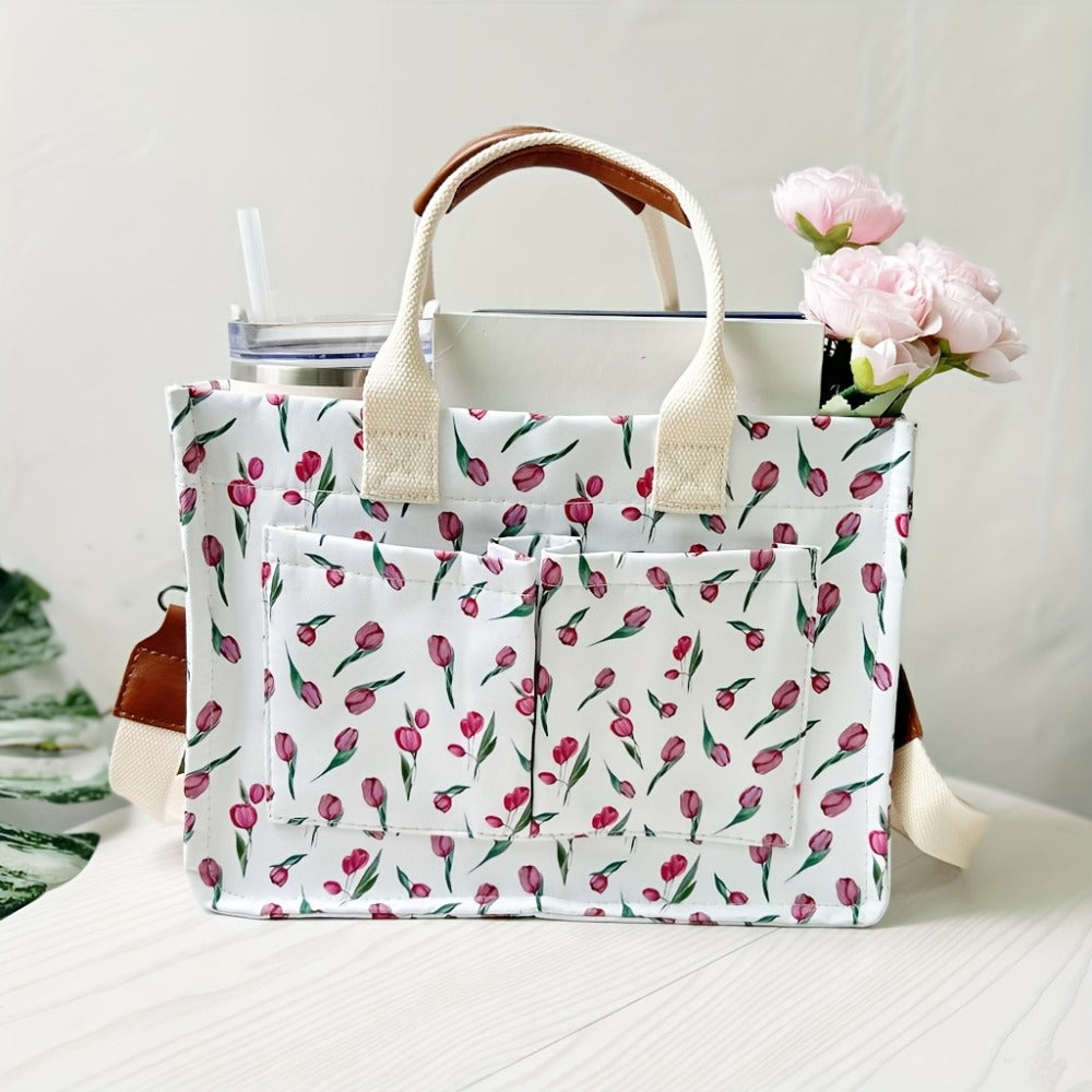 Tote Bag Multiple Pockets Crossbody Bag for Women, Great for Books, Notebook Bag, Travel Bag, Bible Bag, Adjustable Straps
