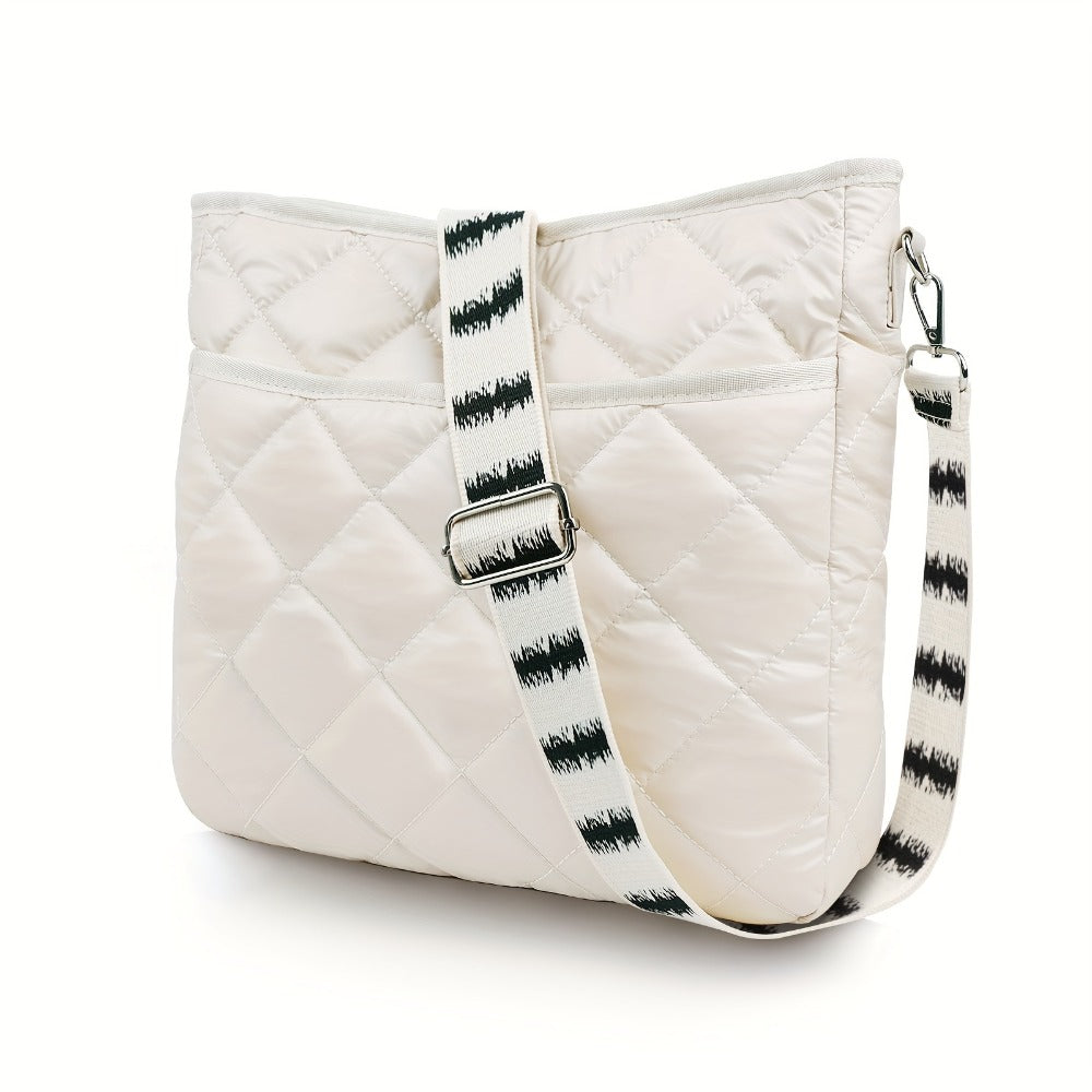 Lychii Quilted Crossbody Bag, Puffer Shoulder Bag, Tote Bag with Zipper, Fashion Quilted Ladies Handbag