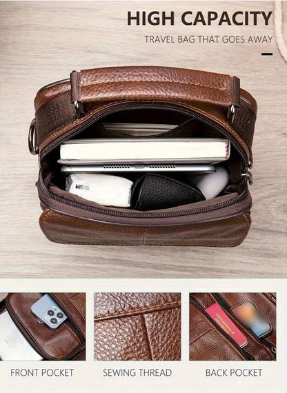 Men's Crossbody Bag – Genuine Leather, Large Capacity, for Travel & Work | Bag Vero – detail view 14
