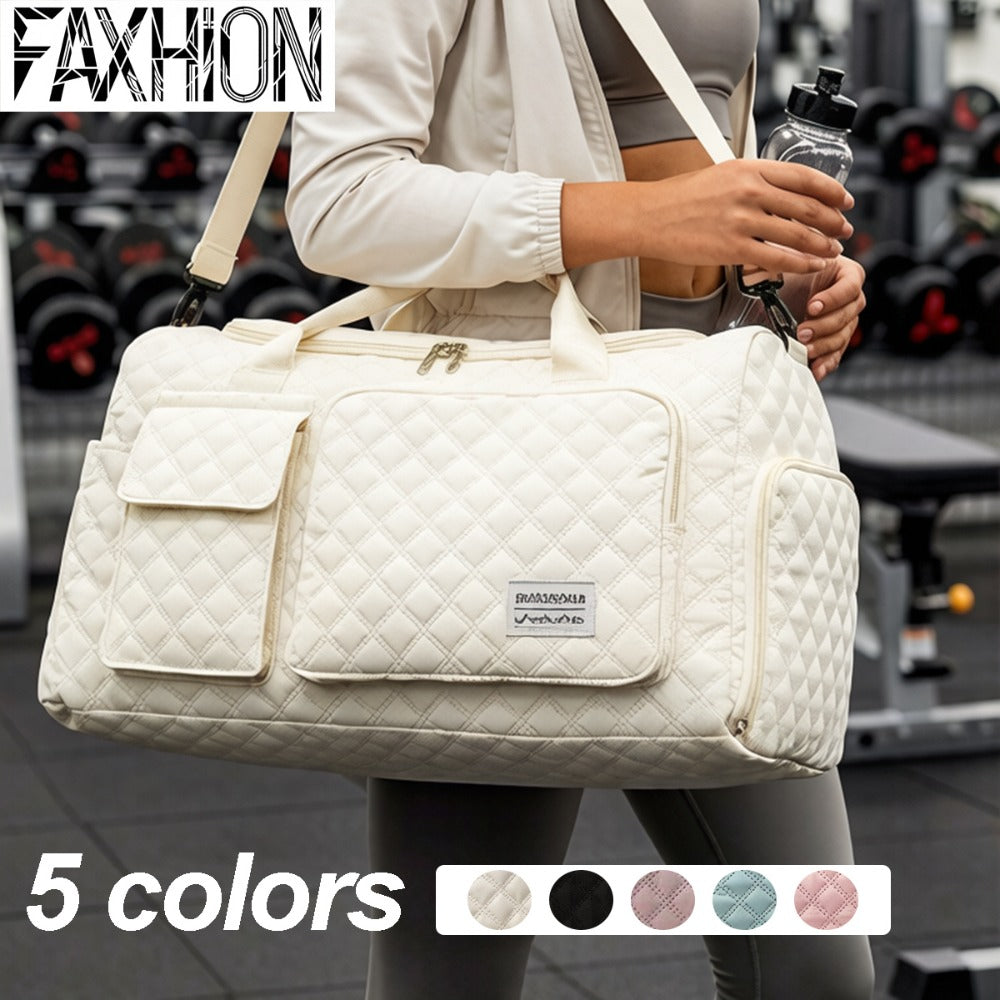 FAXHION Travel Gym Bag, Diamond Pattern, Portable Large Capacity, Sturdy And Durable, Can Be Carried by Hand Or Worn on The Shoulder, Easy And Stylish