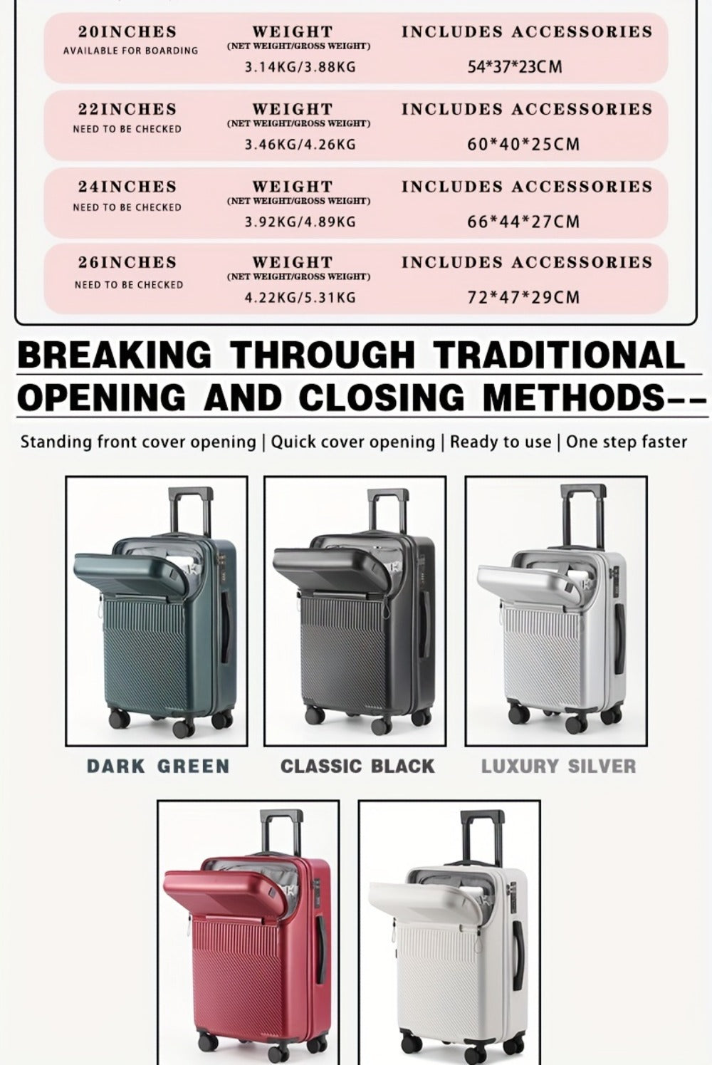 One Piece of Business Luggage Designed for Women, Featuring a Small 20-Inch Size Suitable for Boarding, a Lightweight Trolley Case with a Cup Holder, And a 24-Inch Travel Case Suitable for Both Men And Women Students