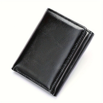 [Leather Tri-fold Wallet] Valentine's Day Gift, Genuine Leather Tri-fold Wallet - Anti-theft Brush Shield, Coin Pocket for Men