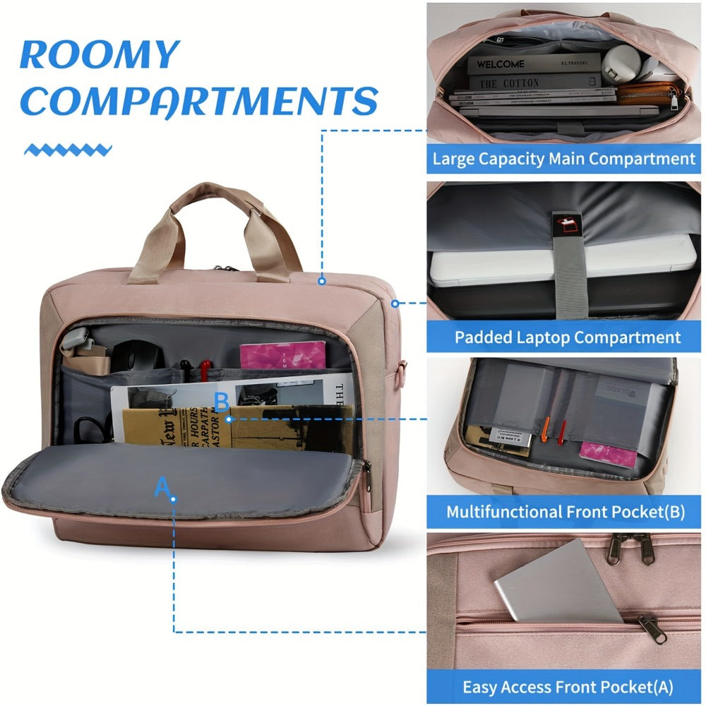 1pc 17.3-Inch Laptop Storage Briefcase, Large Waterproof Business Handbag, Adjustable Shoulder Bag