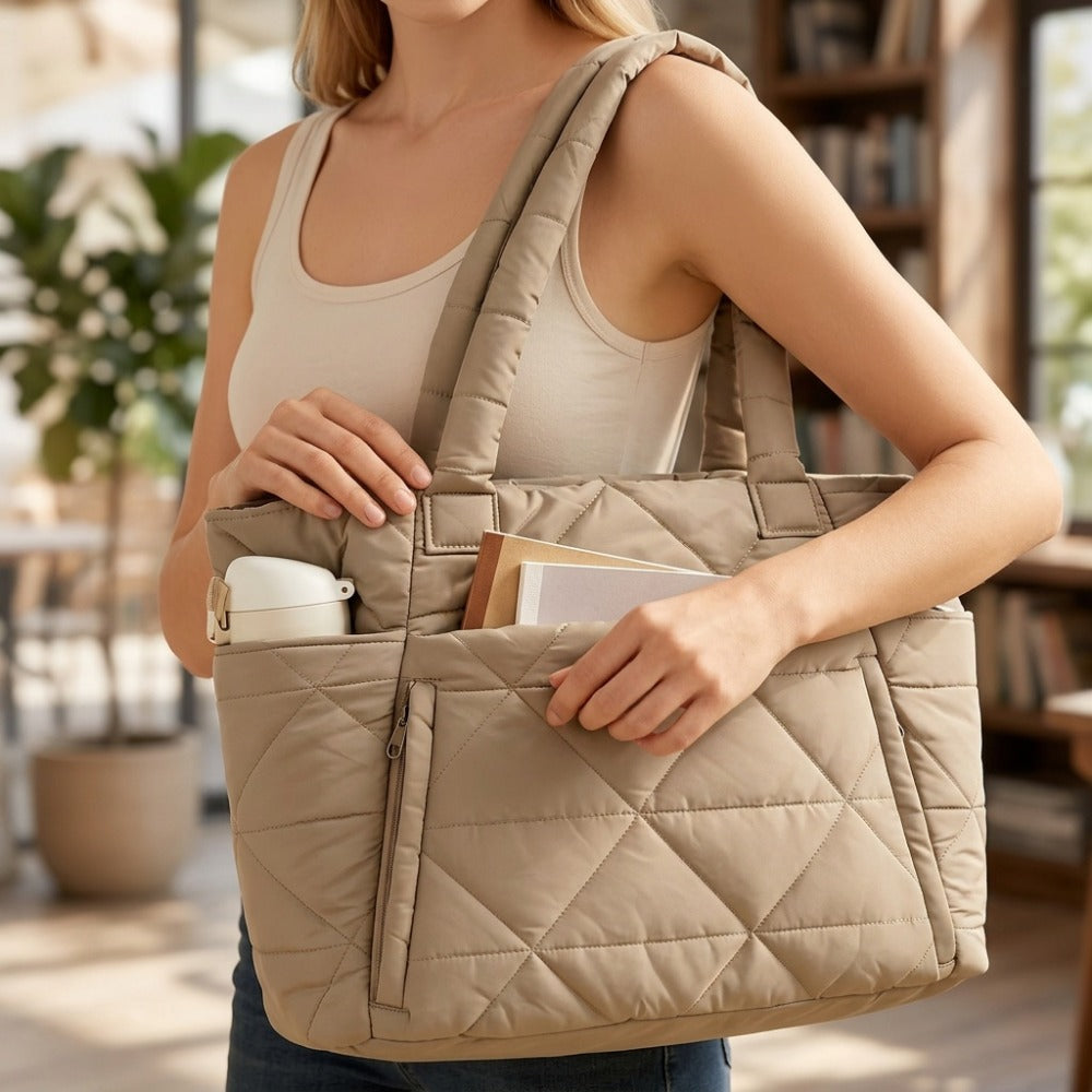 Tote Bag for Women – Quilted, Large Capacity, for Travel & Work | Bag Vero – detail view 17