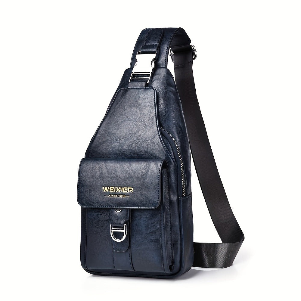 WEIXIER 1PCS Men's New Retro Sports And Leisure Simple Chest Bag, Crossbody Large Capacity Multi Layer High End Men's Multi Functional Crossbody Bag Convenient to Carry for Daily Commuting Waist Bag