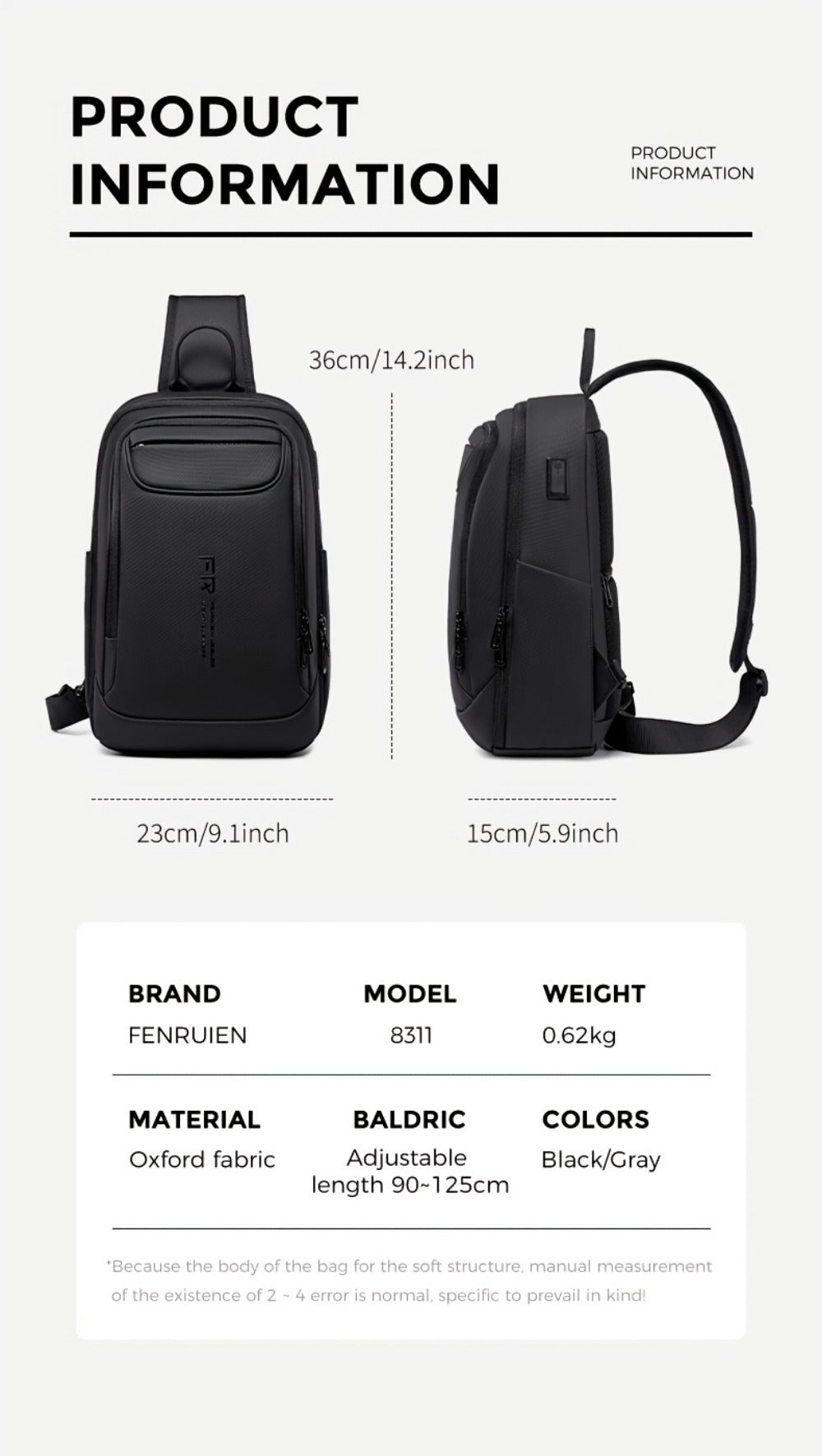 Sling Bag – 9.7 Inch, Compact, for Travel | Bag Vero – detail view 16