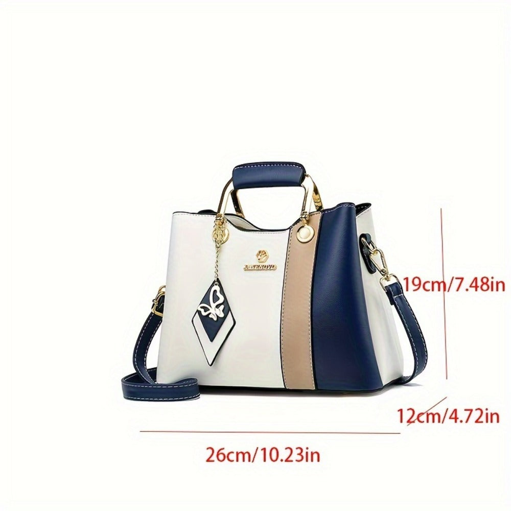 Crossbody Bag for Women – for Travel & Work, Color Block Navy White Contrast | Bag Vero – detail view 3