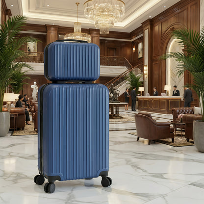 Trolley Suitcase, Vertical Striped Luggage Set, Travel Handbag, Makeup Bag, 20' And 14' Luggage, Silent Wheels, Men's Luggage, Women's Luggage, PP Material Luggage, Suitable for Business Travel, Personal Travel, Mixed Colors