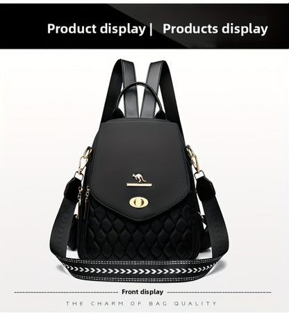 Trendy Urban Fashion Women'S Backpack - High-grade Texture And Pattern Design, Elegant And Practical, Golden Hardware Embellishment, Suitable For Commuting, Leisure, Travel, Ideal Holiday Gift