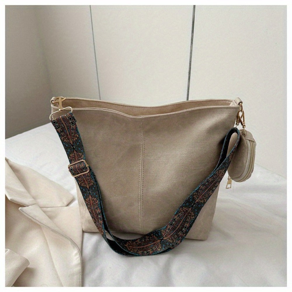 [Elegant Tote] 2pcs Tote Bag | Large Capacity | Retro Texture, Oily Wax Texture, Smooth Texture | Detachable Wallet | Shoulder Bag for Women | Best Birthday Gifts, Christmas And Valentine's Day Gifts | Bohemian